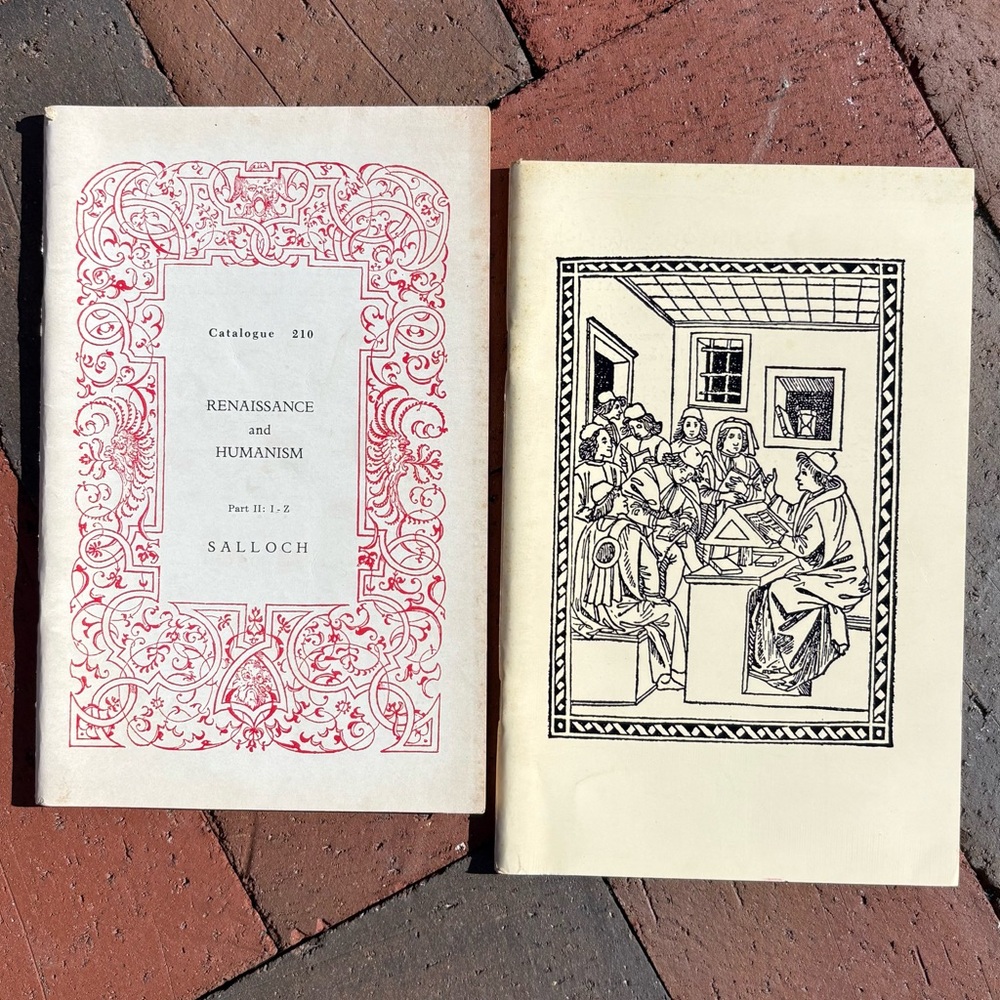 2 Vintage Humanism Renaissance William Salloch Bookseller Catalogues Woodcuts